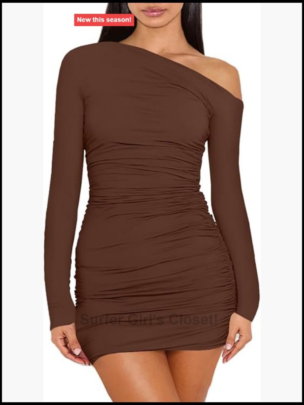 Sexy Off Shoulder Long Sleeve Ruched Bodycon Mini Cocktail Party Dress